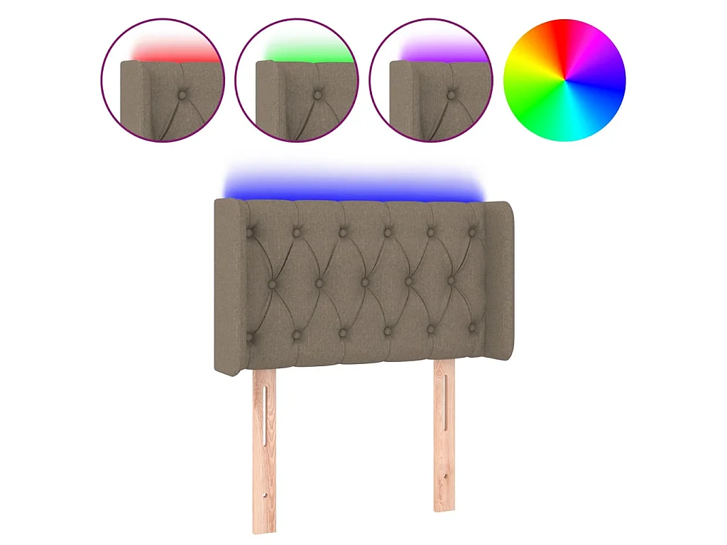 Hoofdbord LED 83x16x78/88 cm stof taupe