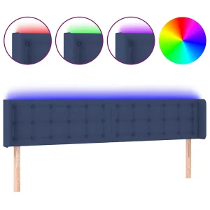Hoofdbord LED 163x16x78/88 cm stof blauw