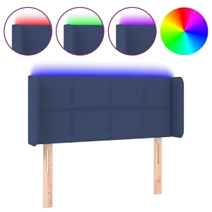 Hoofdbord LED 83x16x78/88 cm stof blauw