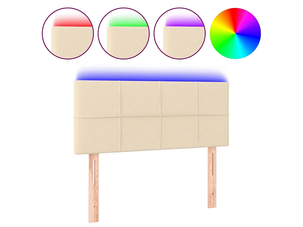 Hoofdbord LED 100x5x78/88 cm stof crèmekleurig