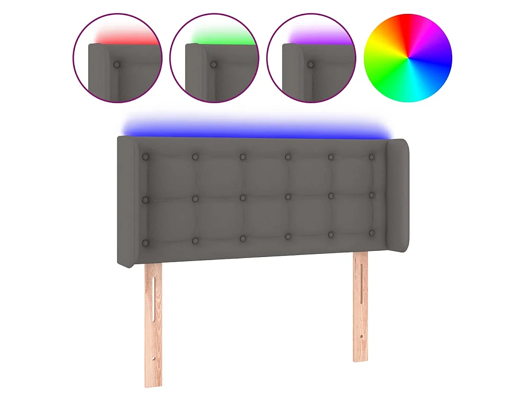 Hoofdbord LED 103x16x78/88 cm kunstleer grijs