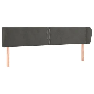 Hoofdbord met randen 203x23x78/88 cm fluweel donkergrijs Hoofdbord met randen 203x23x78/88 cm fluweel donkergrijs