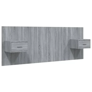 Hoofdbord met kastjes bewerkt hout grijs sonoma eikenkleurig