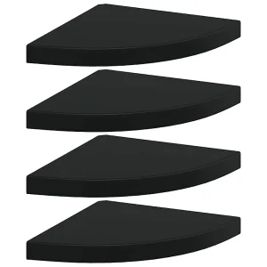 Hoekschappen zwevend 4 st 35x35x3,8 cm MDF zwart Hoekschappen zwevend 4 st 35x35x3,8 cm MDF zwart