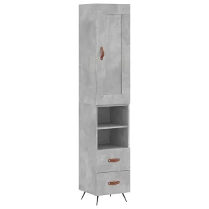 Hoge kast 34,5x34x180 cm bewerkt hout betongrijs Hoge kast 34,5x34x180 cm bewerkt hout betongrijs
