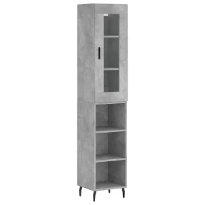Hoge kast 34,5x34x180 cm bewerkt hout betongrijs Hoge kast 34,5x34x180 cm bewerkt hout betongrijs