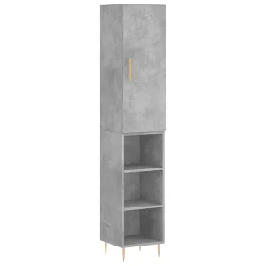 Hoge kast 34,5x34x180 cm bewerkt hout betongrijs Hoge kast 34,5x34x180 cm bewerkt hout betongrijs