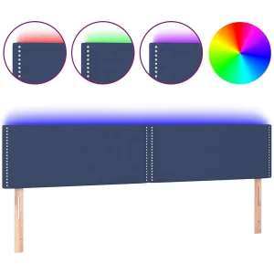 Hoofdbord LED 180x5x78/88 cm stof blauw