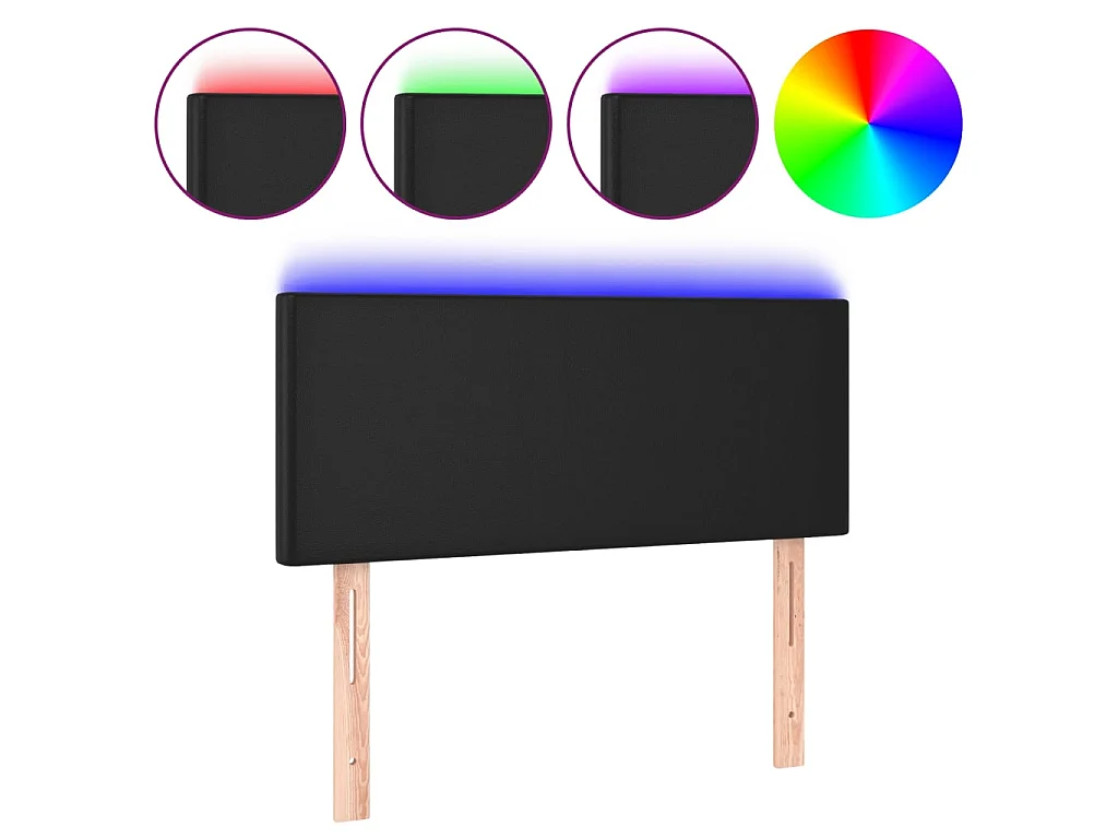 Hoofdbord LED 90x5x78/88 cm kunstleer zwart