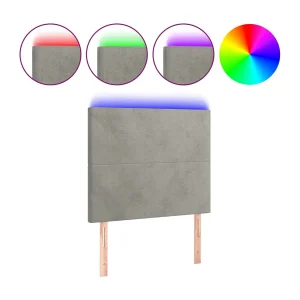 Hoofdbord LED 90x5x118/128 cm fluweel lichtgrijs