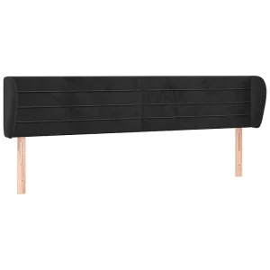 Hoofdbord met randen 163x23x78/88 cm fluweel zwart