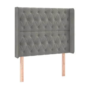 Hoofdbord met randen 93x16x118/128 cm fluweel lichtgrijs Hoofdbord met randen 93x16x118/128 cm fluweel lichtgrijs