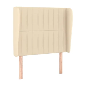 Hoofdbord met randen 103x23x118/128 cm stof crèmekleurig
