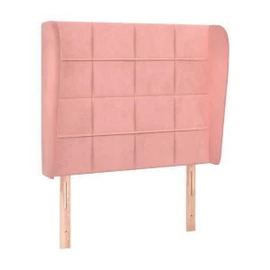 Hoofdbord met randen 93x23x118/128 cm fluweel roze