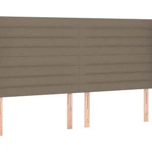 Hoofdbord met randen 183x23x118/128 cm stof taupe