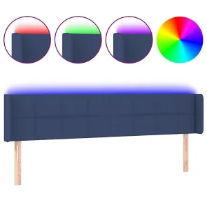 Hoofdbord LED 183x16x78/88 cm stof blauw
