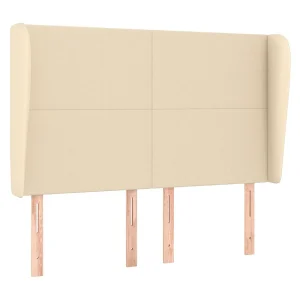 Hoofdbord met randen 147x23x118/128 cm stof crèmekleurig Hoofdbord met randen 147x23x118/128 cm stof crèmekleurig
