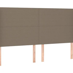 Hoofdbord met randen 203x16x118/128 cm stof taupe