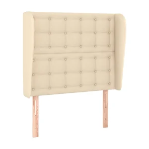 Hoofdbord met randen 83x23x118/128 cm stof crèmekleurig Hoofdbord met randen 83x23x118/128 cm stof crèmekleurig