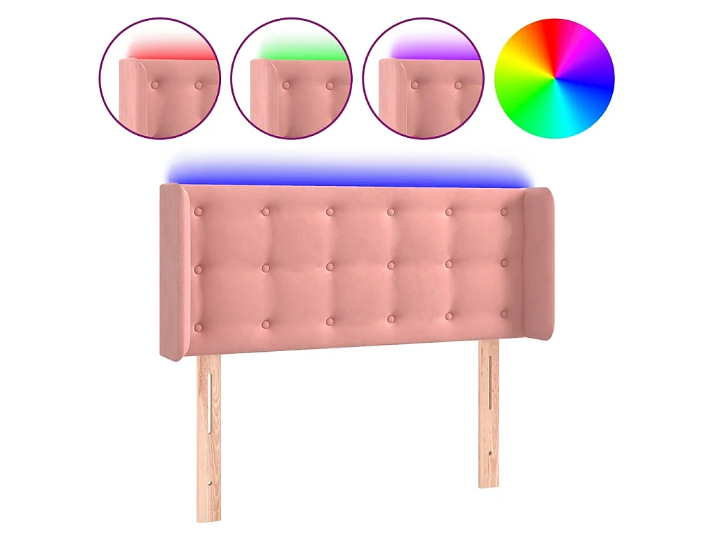 Hoofdbord LED 93x16x78/88 cm fluweel roze