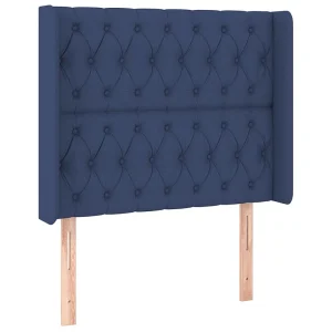 Hoofdbord met randen 103x16x118/128 cm stof blauw Hoofdbord met randen 103x16x118/128 cm stof blauw