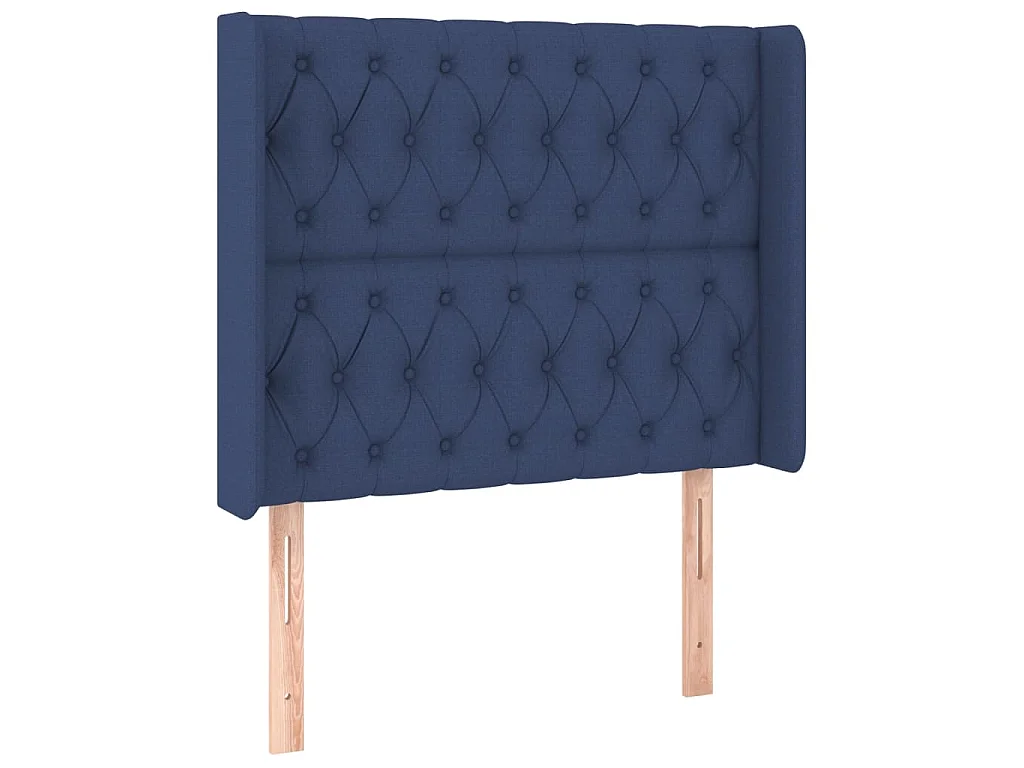 Hoofdbord met randen 103x16x118/128 cm stof blauw