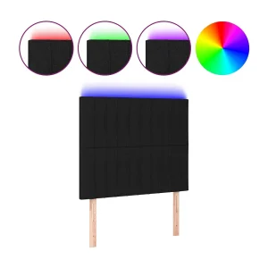 Hoofdbord LED 80x5x118/128 cm stof zwart
