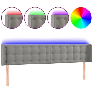 Hoofdbord LED 183x16x78/88 cm fluweel lichtgrijs