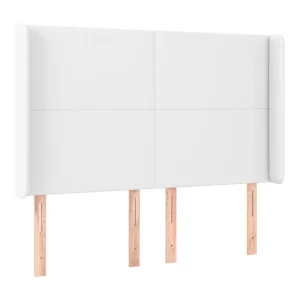 Hoofdbord met randen 147x16x118/128 cm kunstleer wit