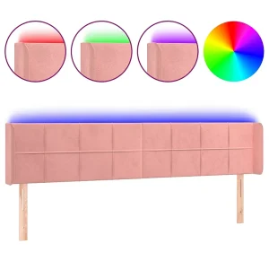 Hoofdbord LED 203x16x78/88 cm fluweel roze