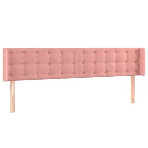 Hoofdbord met randen 163x16x78/88 cm fluweel roze