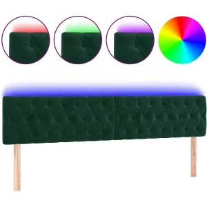 Hoofdbord LED 180x7x78/88 cm fluweel donkergroen
