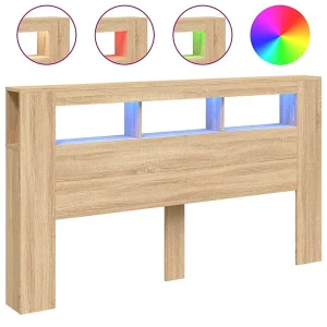 Hoofdbord met LED 180×18,5×103,5 cm bewerkt hout sonoma eiken Hoofdbord met LED 180×18,5×103,5 cm bewerkt hout sonoma eiken