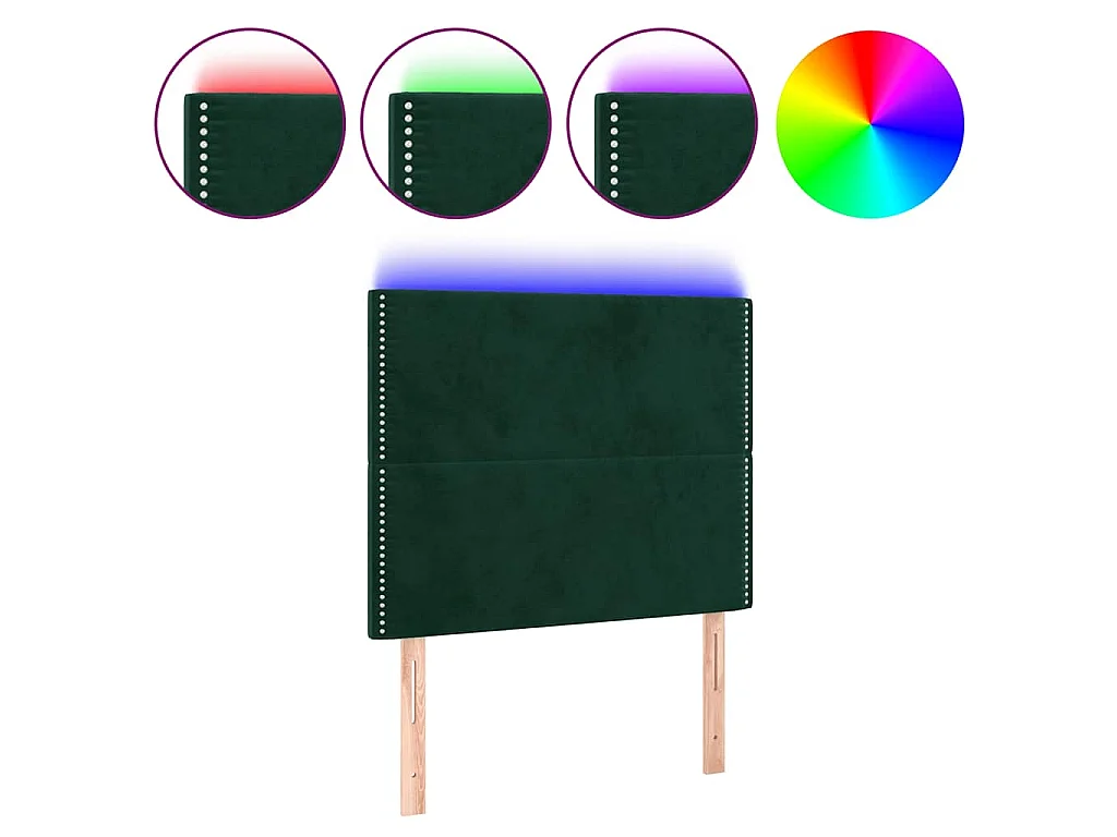 Hoofdbord LED 100x5x118/128 cm fluweel donkergroen