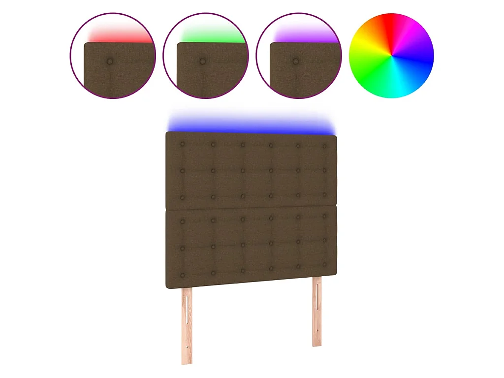 Hoofdbord LED 100x5x118/128 cm stof donkerbruin