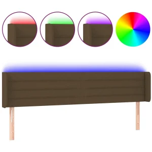 Hoofdbord LED 183x16x78/88 cm stof donkerbruin