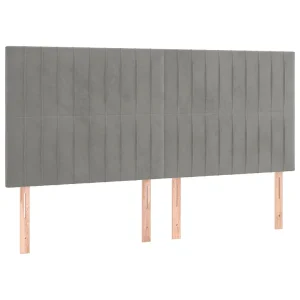 Hoofdbord lichtgrijs 200x5x118/128 cm fluweel
