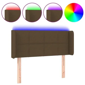 Hoofdbord LED 93x16x78/88 cm stof donkerbruin