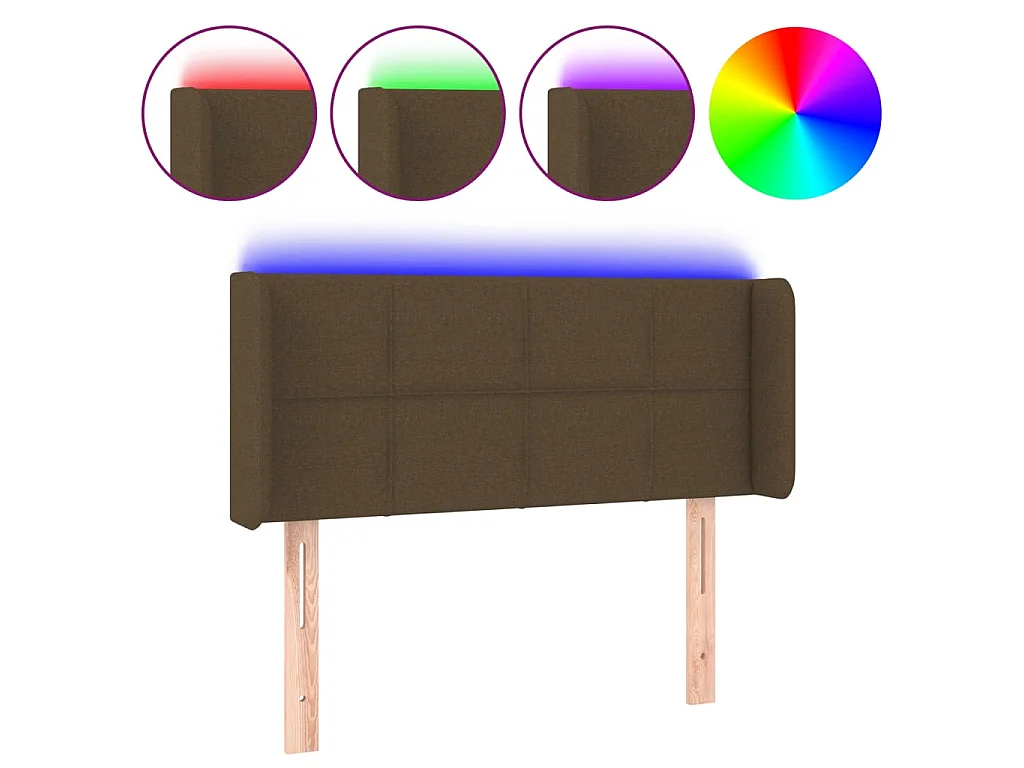 Hoofdbord LED 93x16x78/88 cm stof donkerbruin