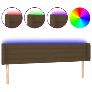 Hoofdbord LED 203x16x78/88 cm stof donkerbruin