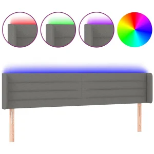 Hoofdbord LED 183x16x78/88 cm stof donkergrijs