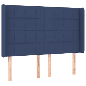Hoofdbord met randen 147x16x118/128 cm stof blauw
