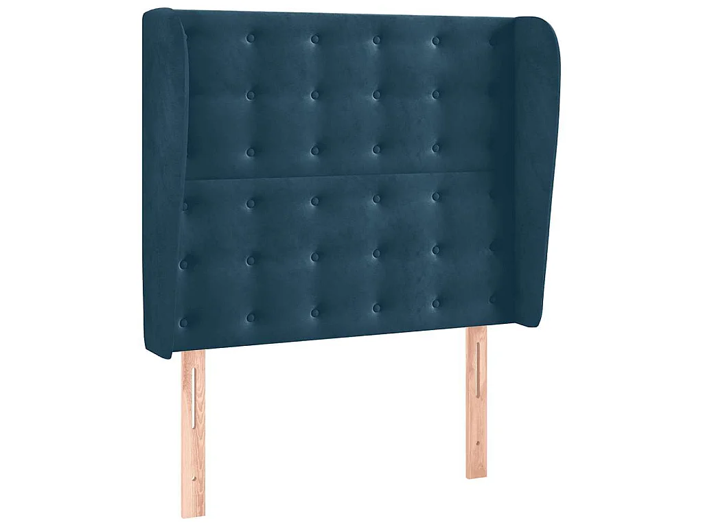 Hoofdbord met randen 83x23x118/128 cm fluweel donkerblauw