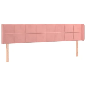 Hoofdbord met randen 203x16x78/88 cm fluweel roze