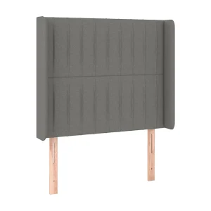 Hoofdbord met randen 93x16x118/128 cm stof donkergrijs Hoofdbord met randen 93x16x118/128 cm stof donkergrijs
