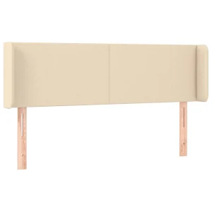 Hoofdbord met randen 147x16x78/88 cm stof crèmekleurig