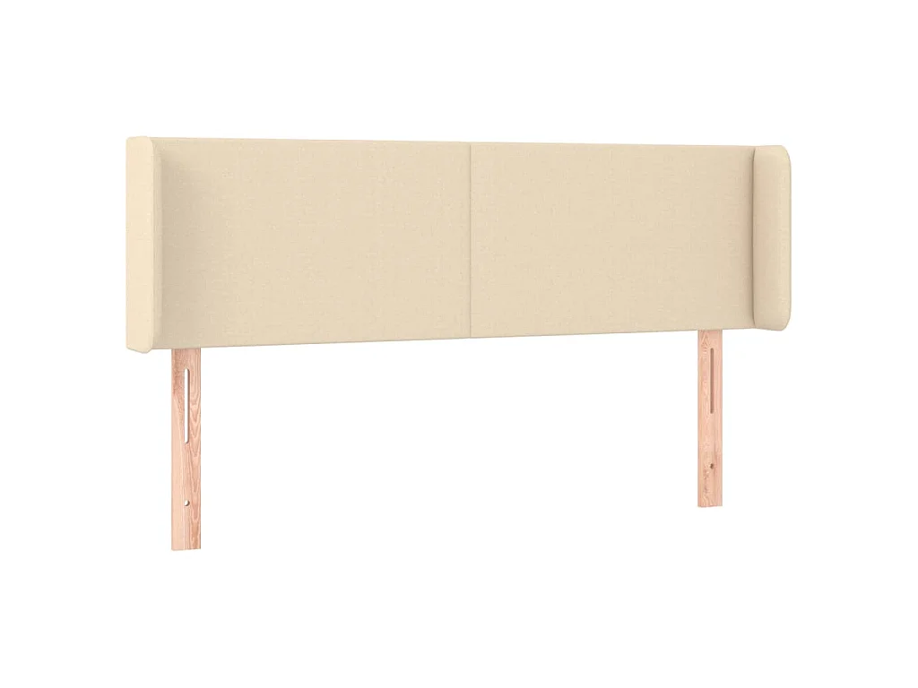Hoofdbord met randen 147x16x78/88 cm stof crèmekleurig