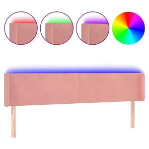 Hoofdbord LED 163x16x78/88 cm fluweel roze