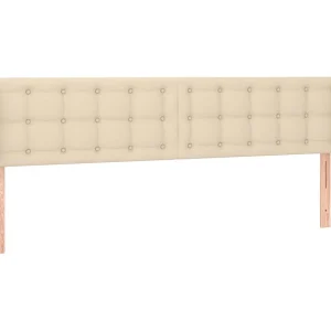 Hoofdbord met randen 183x16x78/88 cm stof crèmekleurig Hoofdbord met randen 183x16x78/88 cm stof crèmekleurig