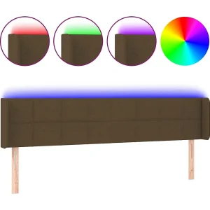 Hoofdbord LED 203x16x78/88 cm stof donkerbruin